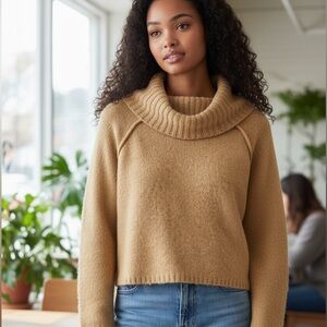 NWT Pink Rose Tan Cowl Neck Sweater